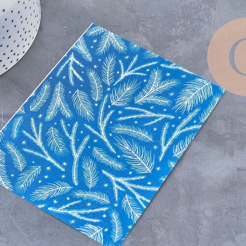 Feuille de transfert polymère – motif hiver fond bleu 14x10 cm, x1 (g11011)