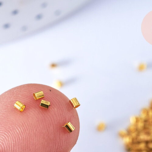 Perles à écraser rube en laiton doré lisse 1.5mm, x1gr (g7150)