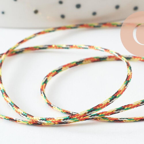 Cordon nylon métallique multicolore 0.8mm,un cordon pour création de bijoux diy, x1 mètre g9767