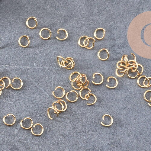 Anneaux ronds acier 304 inoxydable doré 5mmx0.7mm, x10 ou x50 (g3239)