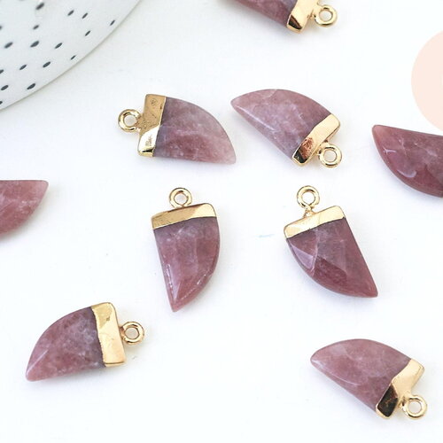 Pendentif corne quartz fraise transparent, pendentif bijoux, quartz fraise naturel,20mm, x1 (g5507)