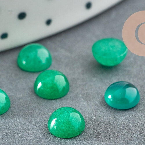 Cabochon rond jade naturel vert rond 6mm, x1 (g1587)