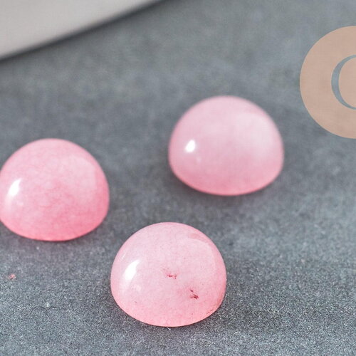 Cabochon rond jade naturel rose 6mm, x1 (g0097)