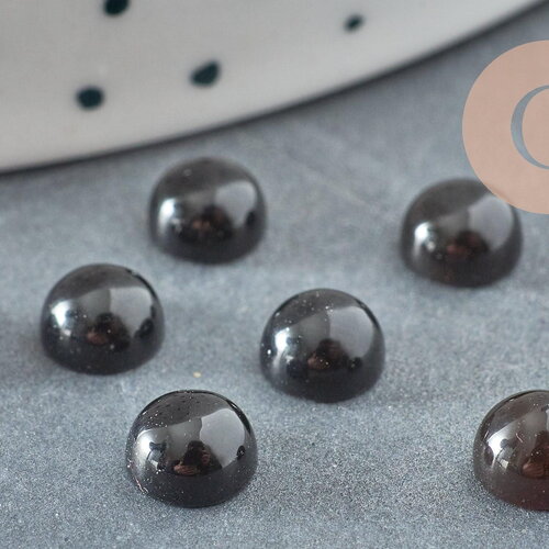 Cabochon rond agate natural noire 6mm, x1 (g1625)