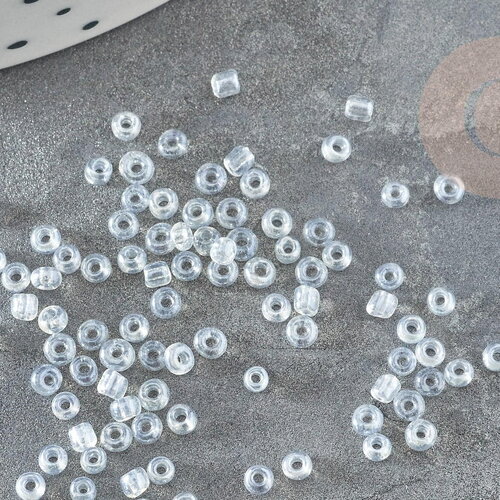 Petite perle rocaille transparente irisée 2mm, fournitures pour bijoux, perles rocaille arc-en-ciel, x 20gr (g2928)