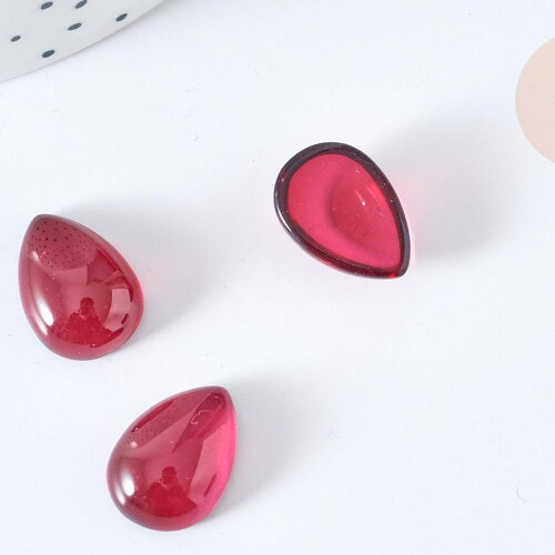 Cabochon goutte verre lisse rouge magenta 18x13mm, x1 (g8130)