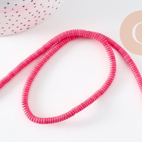 Perle agate heishi rondelle rose 4.5mm, perle agate naturelle, pierre naturelle, fil de 40cm, x1 (g3549)