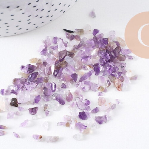 Sable pierre améthyste violette naturelle brute roulée 3-9mm non percé, x20gr (g5171)