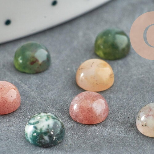 Cabochon rond agate indienne naturelle 6mm, x1 (g1979)