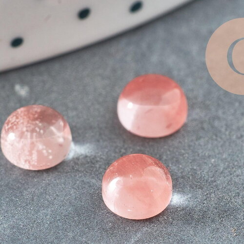 Cabochon rond watermelon stone rose 6mm x1 (g1626)