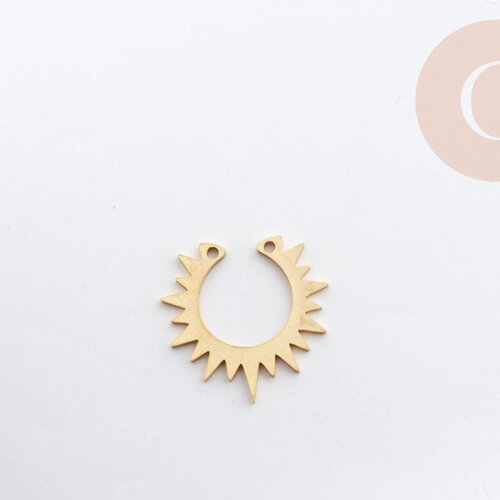 Pendentif acier 201 inoxydable doré soleil 19.5mm, x1 (g6149)