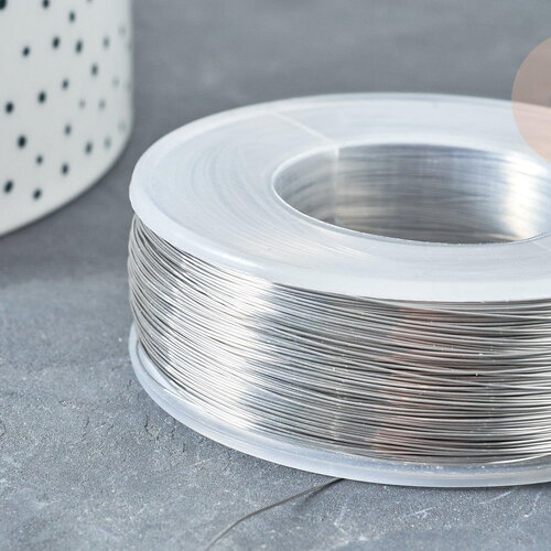 Fil d'acier inoxydable platine argenté 0.3mm, x1 mètre (g8096)