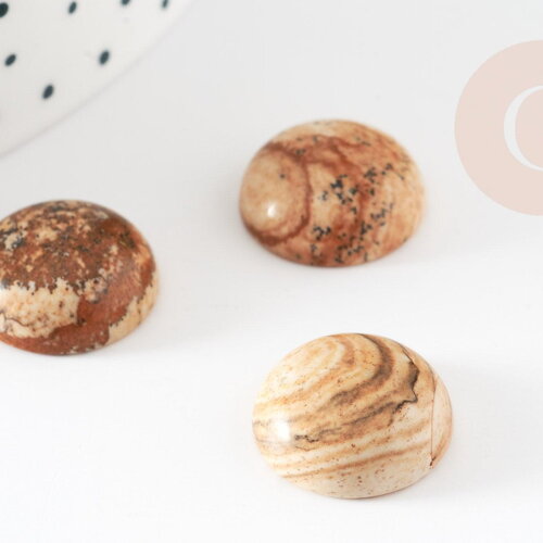 Cabochon rond jaspe paysage naturel 16mm, x1 (g2431)
