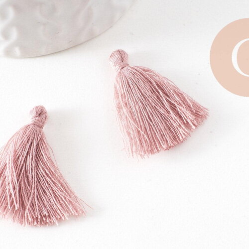 Pompon rose clair polycoton 25-31mm, x5 g2769
