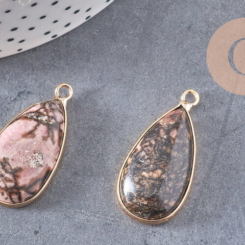 Pendentif goutte rhodonite,pendentif bijoux,pendentif pierre, rhodonite naturelle,pendentif rhonodite,33mm, x1 g2426