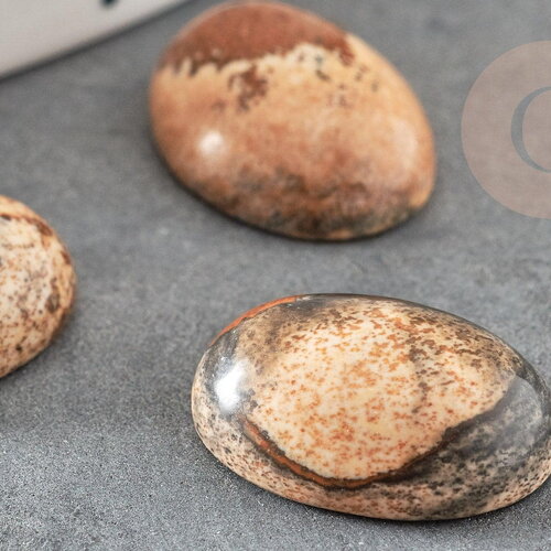 Cabochon ovale jaspe paysage naturel 13x18mm, x1 (g2062)