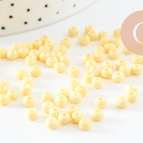 Perles de rocaille verre jaune pastel 4.5mm, x 10g (g7793)