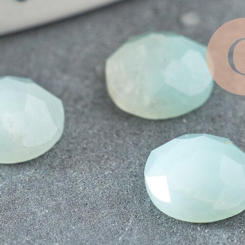 Cabochon rond amazonite bleue naturelle à facettes 8mm, x1 (g5638)