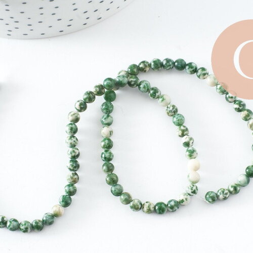 Perles rondes jaspe vert naturel 4mm, x1 fil de 38cm (g4071)