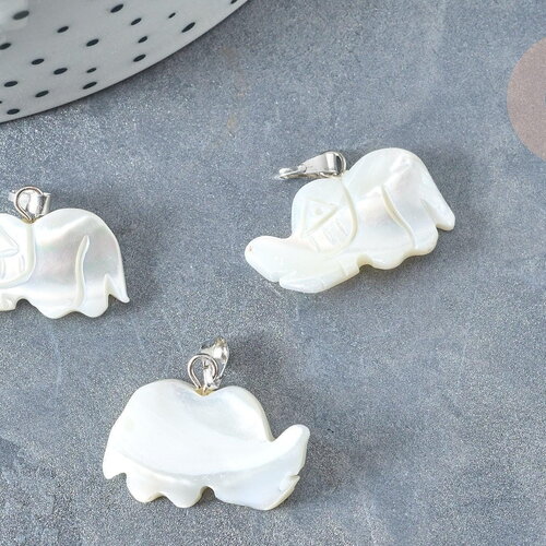 Pendentif eléphant nacre blanche naturelle laiton platine 15~17mm,pendentif éléphant, création bijoux coquillage blanc, x1 g7857