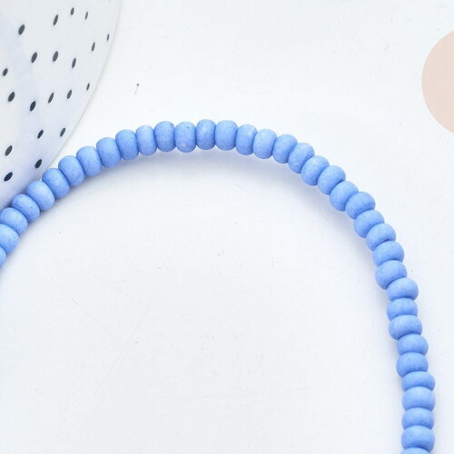 Perles porcelaine abacus bleu tendre 4x3mm, x1 fil de 38cm (g7811)