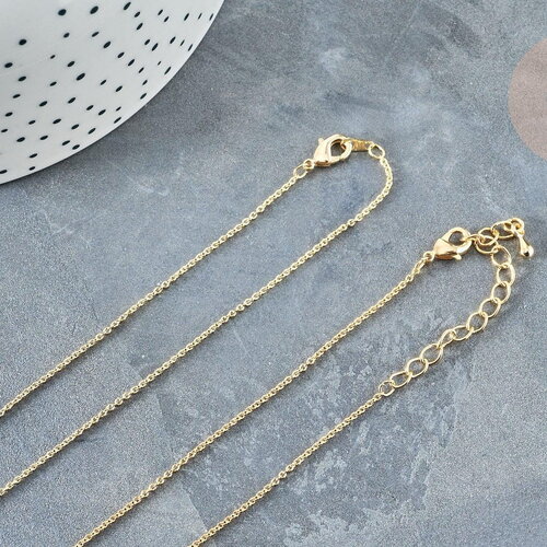 Collier chaine avec fermoir fine dorée forçat 16k 2.5 microns 1.5mm - 45/50cm x1 (g1898)