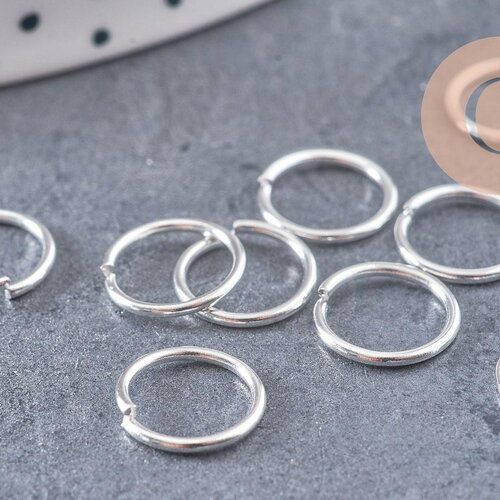 Anneaux ronds acier 304 inoxydable argenté 8mm x 1.2mm, x50 (g10926)
