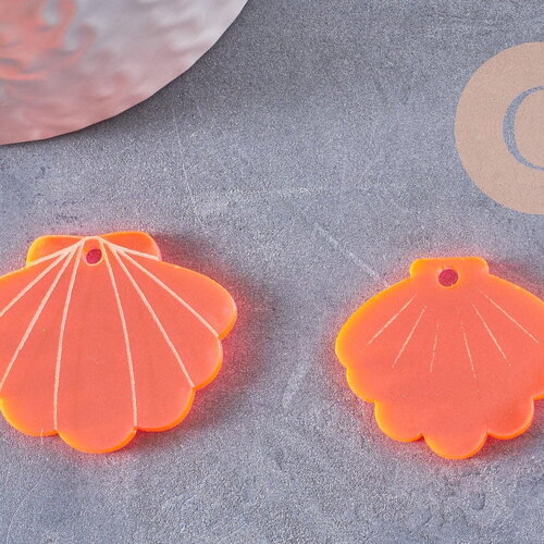 Pendentif coquillage acrylique 25/27.5mm, x2 (g10274)
