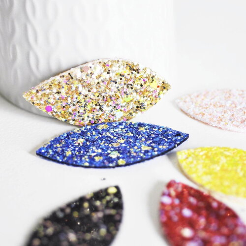 Pétale simili cuir paillettes 57.5mm, fourniture créative,cuir synthétique,fabrication coiffure, accessoire mariage, x10 ,g2735