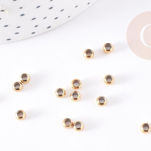 Perles intercalaire acier inoxydable 304 doré pvd 4mm, x100 (13.5g) (g1177)