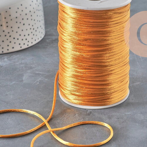 Cordon queue de rat polyester doré clair 2mm, x5 mètres (g11222)