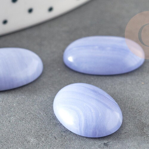 Cabochon ovale agate naturelle bleu clair 18x13mm, x1 (g1922)