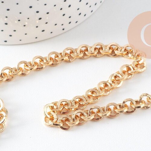 Chaine maille rolo aluminium doré 8mm, x1 mètre (g10595)