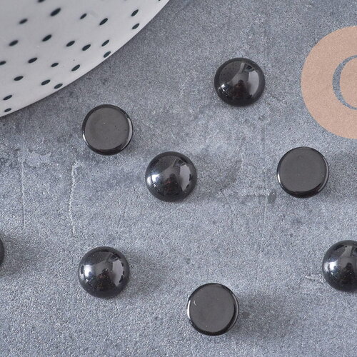 Cabochon rond agate naturelle noire x1 (g1869)