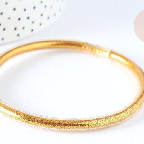 Bracelet plastique pvc paillettes doré 6.3cm, x1 (g7229)