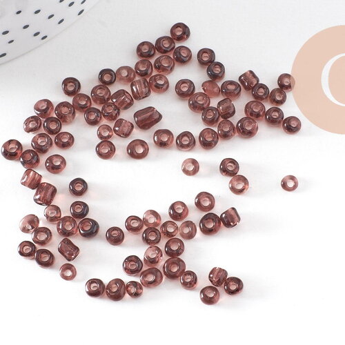 Grosses perles rocaille violet,perles rocaille, violet transparent, perles verre, 4mm, x 10gr (g1089)