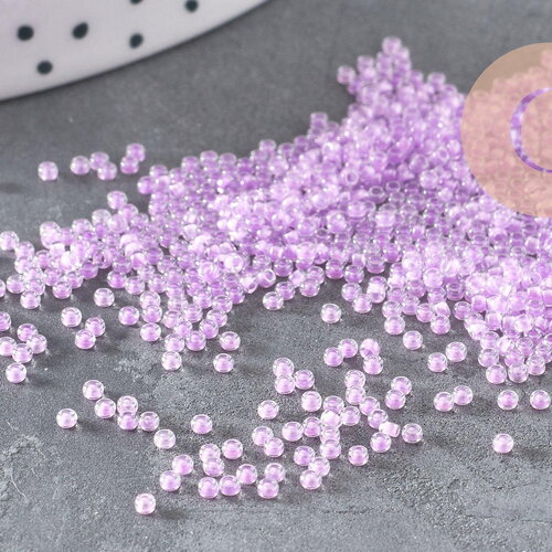 Perles rocailles miyuki violet nacré, perles de rocaille japonaise orchid lined crystal ,perle perlage,15/0, 1.5mm, sachet 10g (g3957)