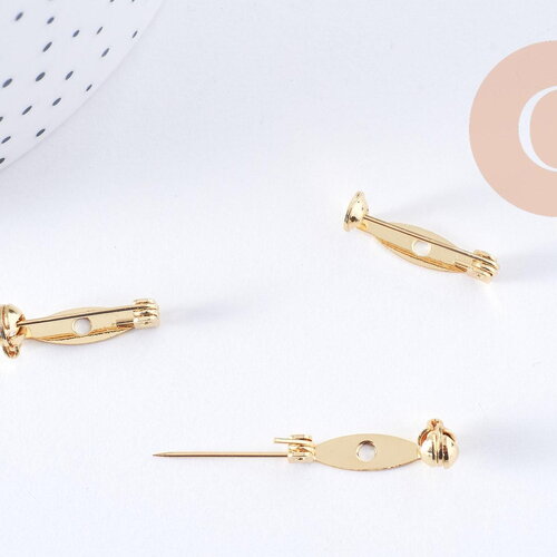 Support de broche en laiton doré 18k 20mm, x2 (g10703)