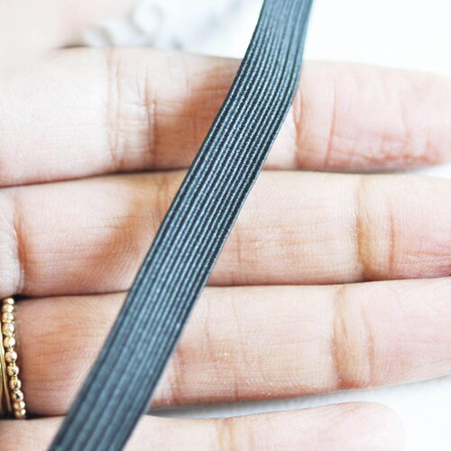 Ruban élastique noir plat 10mm, x1 mètre (g2152)