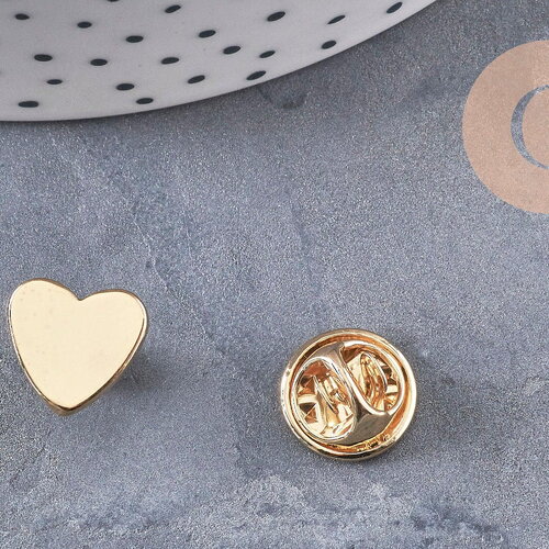 Broche pin's coeur laiton doré 11mm, x1 (g10989)
