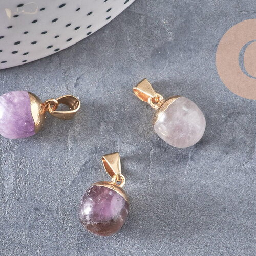 Pendentif goutte améthyste violette, pendentif pierre, support doré, création bijoux pierre naturelle, pierre naturelle, 17-19mm, x1 g3717