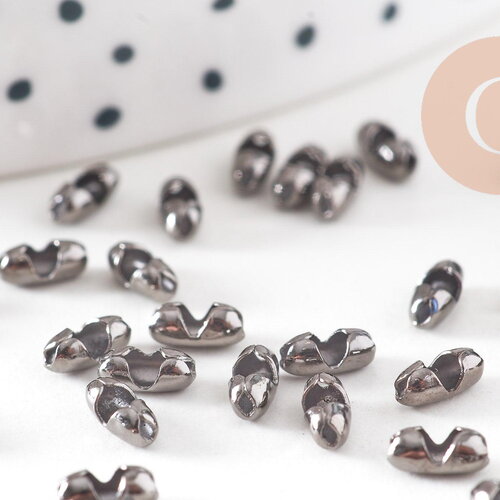 Connecteur chaîne à billes laiton gunmetal 6x5mm, x50 (g10898)