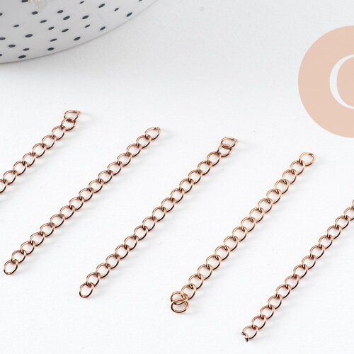 Chaine extension acier 304 inoxydable or rose ip 45-50mm, x5 (g10891)