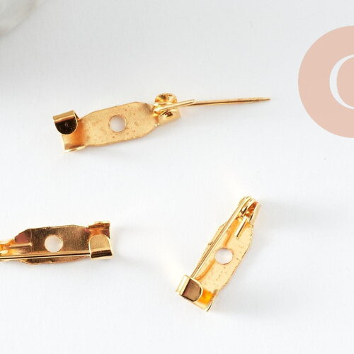 Support de broche en fer doré 15mm, x10 (g9478)