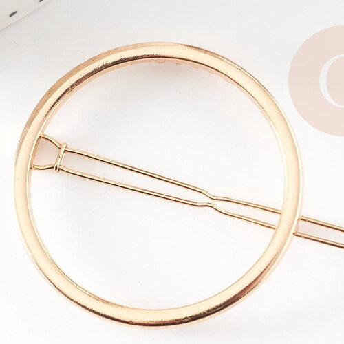 Support barrette clip métal doré ronde 47mm, x1 (g4719)