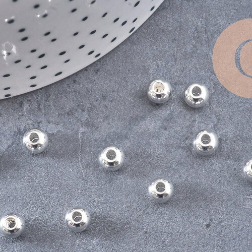 Perles rondes intercalaire acier 304 inoxydable argenté 6mm, x10 (g10854)