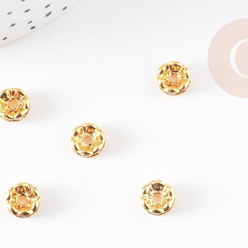 Rondelles laiton doré zircon grade b 8mm, perle intercalaire, x20 (g5602)