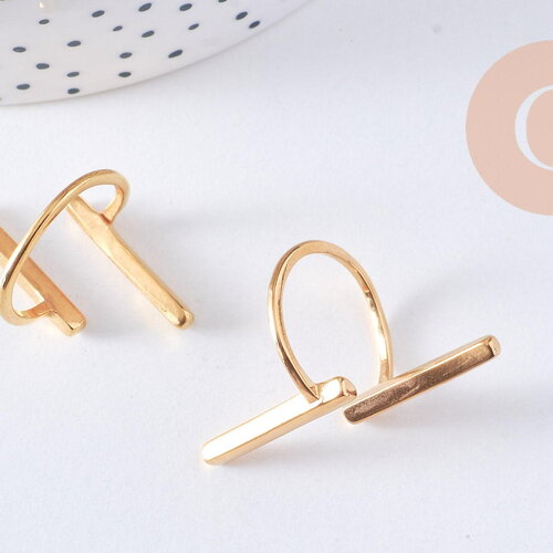 Bague barre acier inoxydable doré ip minimaliste 17mm, x1 (g3415)