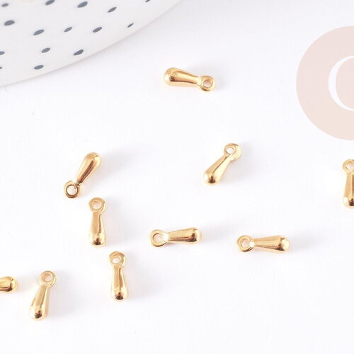 Gouttes finition acier 304 inoxydable doré 6mm, x10 (g1726)