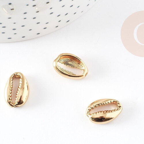 Pendentif cauri zamac doré 17mm , pendentif coquillage création bijoux x5 g0814